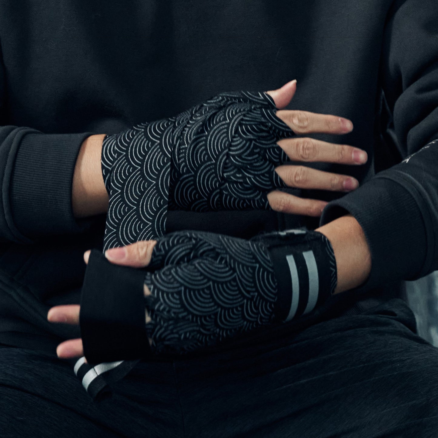 Silver Wave Black Hand Wraps