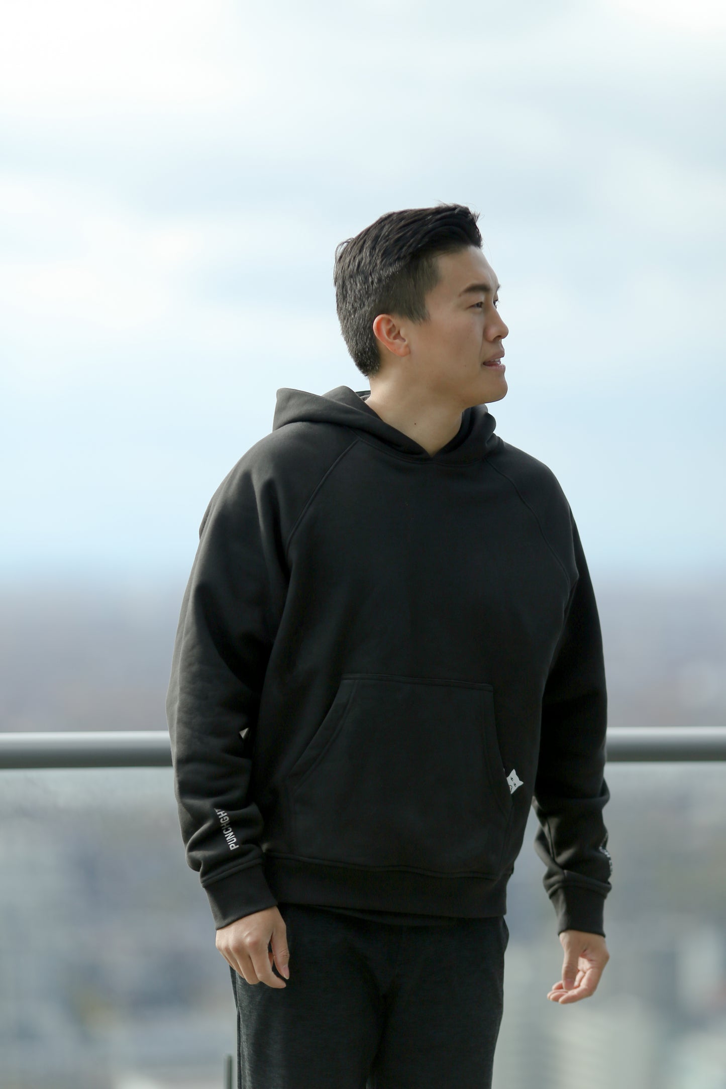 Oversized Hoodie "Punch Left/Right" - Charcoal