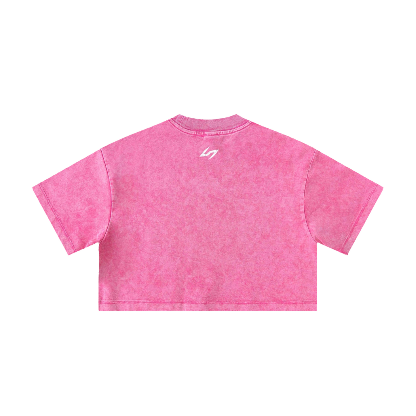 Oversized Washed Logo Training Crop Tee - Hot Pink