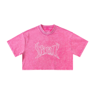 ☆KIRSH☆ I Love Kirsch Crop T-Shirt Light Pink KIRSH Women's Graphic Print Crop Top Short Sleeve T-Shirt