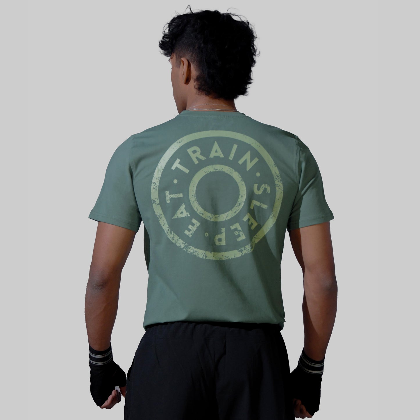 Eat Train Sleep Mens Tee - Olive Green