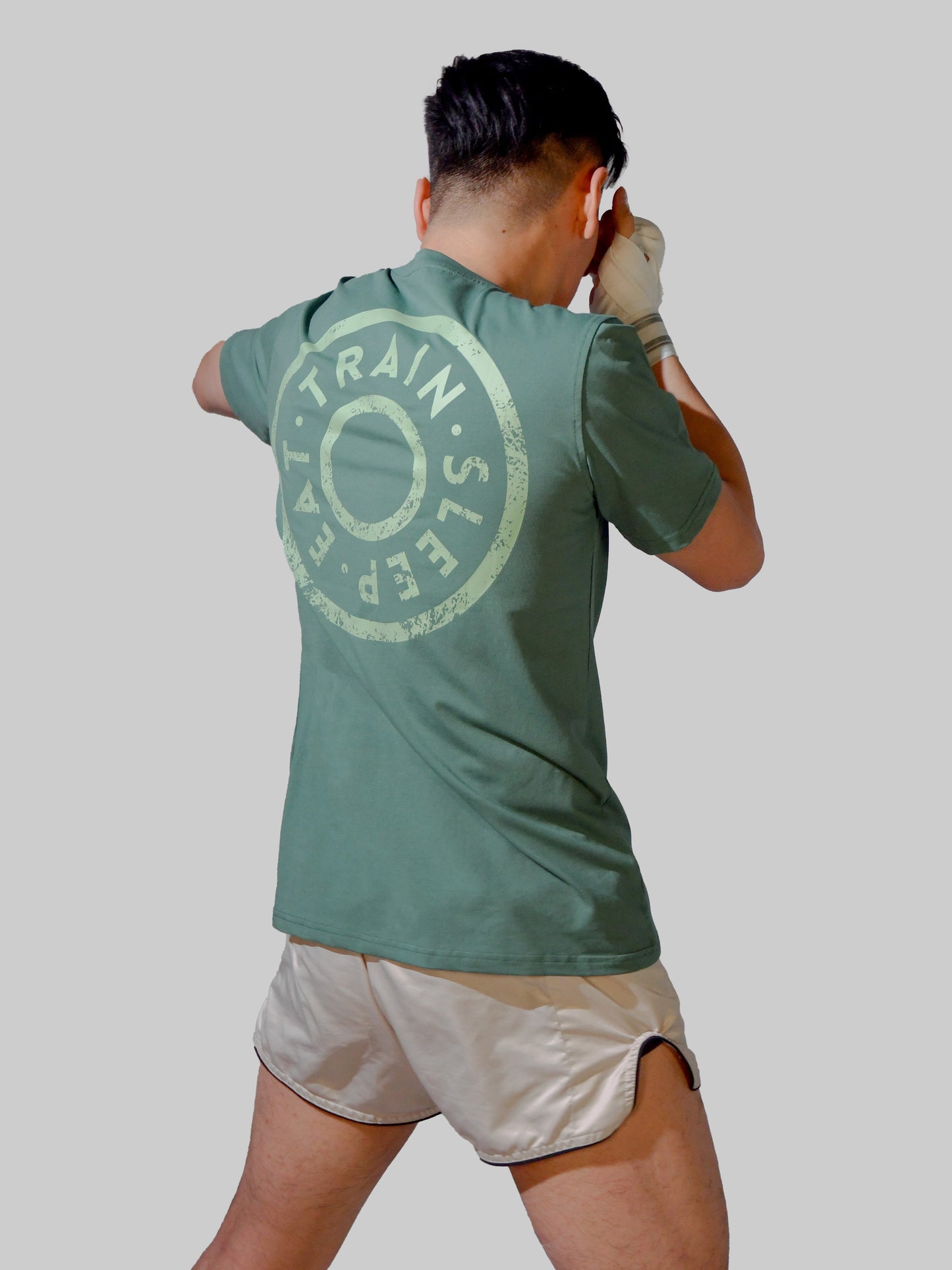 Eat Train Sleep Mens Tee - Olive Green