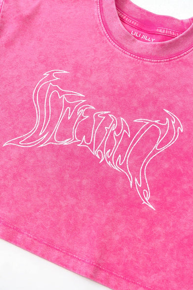 Oversized Washed Logo Training Crop Tee - Hot Pink – LILI JILLY
